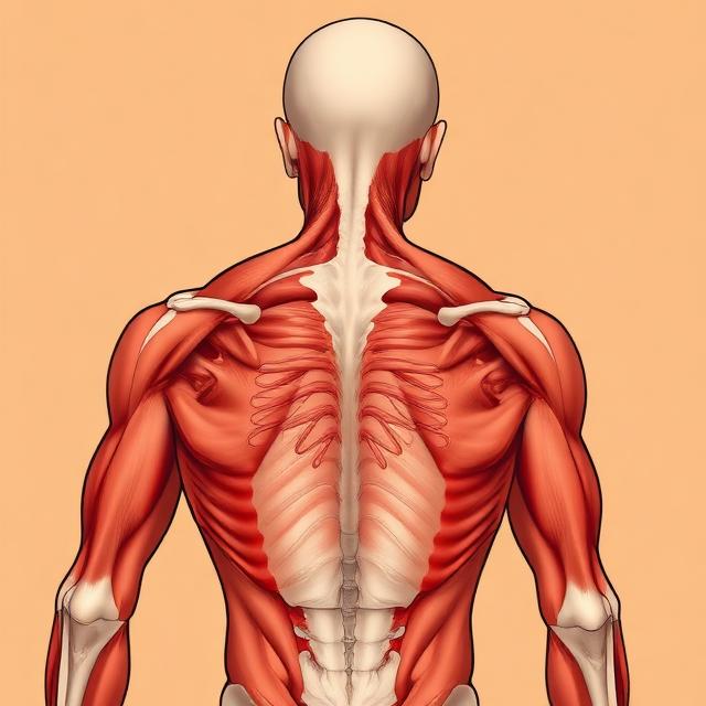 Anatomische Darstellung der Rückenmuskulatur