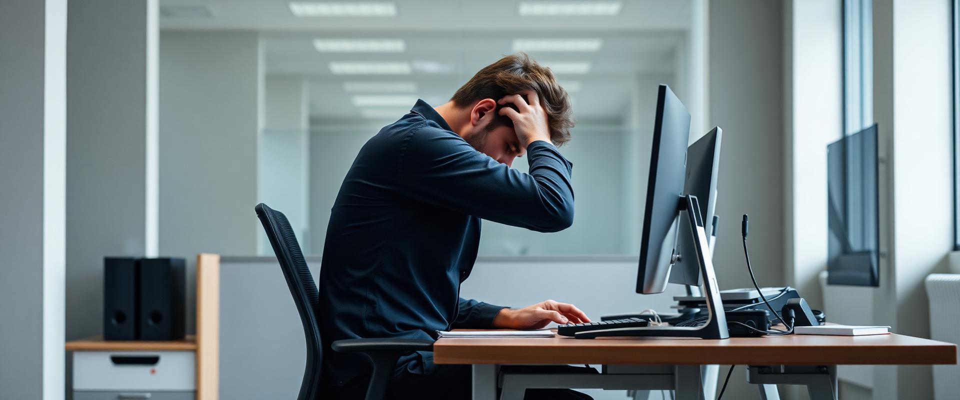 Person mit schlechter Körperhaltung am Schreibtisch